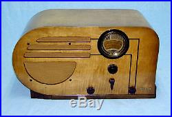 Antique Vintage PHILCO deco wood tube radio. RESTORED, working with WARRANTY