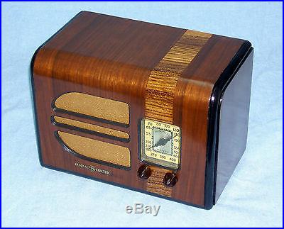 Antique Vintage deco General Electric wood tube radio. RESTORED with warranty
