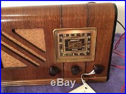 Antique Wood Crosley 20 Vintage Tube Ham Radio Restored & Working Mirror Dial