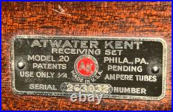 Atwater Kent Model 20 Compact Vintage Tube Radio With Original Shipping Box Nice