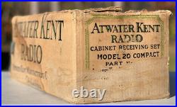 Atwater Kent Model 20 Compact Vintage Tube Radio With Original Shipping Box Nice