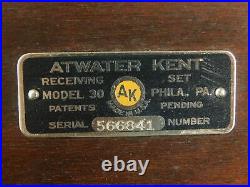 Atwater Kent Model 30 Vintage Tube Radio with Tubes (looks good, untested)