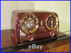 Awesome Vintage 50's CROSLEY Dashboard Tube Clock Radio D25-MN (Maroon) WORKS