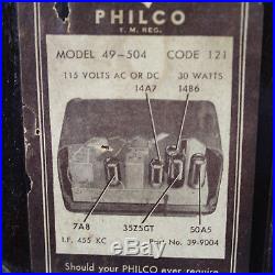 Beautiful Antique Vintage Bakelite Philco Transitone Tube Radio Plays Great