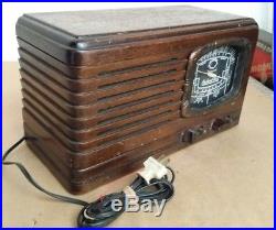 Beautiful Vintage Mod 35h Packard Bell Stationized Wood Cabinet Tube Radio -fs