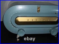 Beautiful Vtg 1950s Blue Zenith Racetrack Radio Model H511-Y Tested Working Beautiful Vtg 1950s Blue Zenith Racetrack Radio Model H511-Y Tested Working