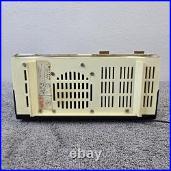 Bulova Alarm Clock Tube Radio Model 190 Pushbutton Black White MCM Vintage Works