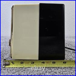 Bulova Alarm Clock Tube Radio Model 190 Pushbutton Black White MCM Vintage Works