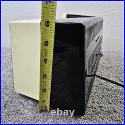 Bulova Alarm Clock Tube Radio Model 190 Pushbutton Black White MCM Vintage Works