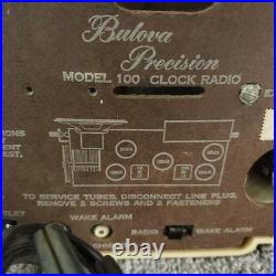Bulova Tube Radio 100 Clock Radio AM White Gold Vintage MCM Recapped Works