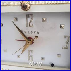 Bulova Tube Radio 100 Clock Radio AM White Gold Vintage MCM Recapped Works
