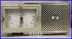 Bulova Tube Radio 120 Clock Radio AM White Gold Vintage MCM