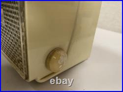 Bulova Tube Radio 120 Clock Radio AM White Gold Vintage MCM