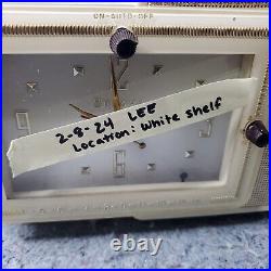 Bulova Tube Radio Model 100 Clock Radio AM White Gold Vintage 1950's MCM Works