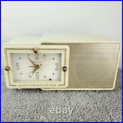 Bulova Tube Radio Model 100 Clock Radio AM White Gold Vintage MCM Recapped Works