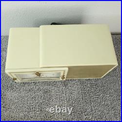 Bulova Tube Radio Model 100 Clock Radio AM White Gold Vintage MCM Recapped Works Bulova Tube Radio Model 100 Clock Radio AM White Gold Vintage MCM Recapped Works