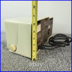 Bulova Tube Radio Model 100 Clock Radio AM White Gold Vintage MCM Recapped Works Bulova Tube Radio Model 100 Clock Radio AM White Gold Vintage MCM Recapped Works