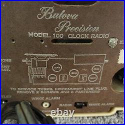 Bulova Tube Radio Model 100 Clock Radio AM White Gold Vintage MCM Recapped Works