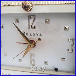 Bulova Tube Radio Model 100 Clock Radio AM White Gold Vintage MCM Recapped Works