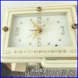 Bulova Tube Radio Model 100 Clock Radio AM White Gold Vintage MCM Recapped Works