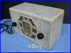 C1935 NORCO TUBE RADIO w BEETLE PLASTIC CASE MODEL 158 vintage Plaskon