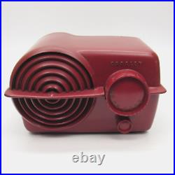 Crosley Bullseye Red 1950s MCM Art Deco Bakelite Vintage Tube Radio POWERS ON