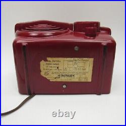 Crosley Bullseye Red 1950s MCM Art Deco Bakelite Vintage Tube Radio POWERS ON