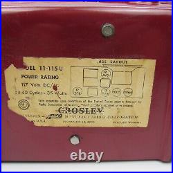 Crosley Bullseye Red 1950s MCM Art Deco Bakelite Vintage Tube Radio POWERS ON