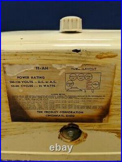 Crosley Vintage Tube Radio Model 11 White Working Broadcast 11AH 1940s Bakelite