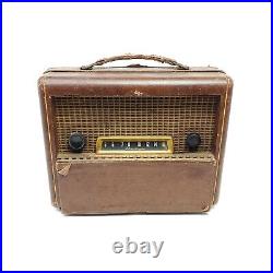 Delco Vintage Tube Radio Portable R-1410 Leather Luggage 1940's AM Works