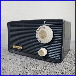 Delmonico Tube Radio Model NT-5 AM Mini Vintage MCM Black Plastic Tested Working