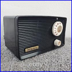 Delmonico Tube Radio Model NT-5 AM Mini Vintage MCM Black Plastic Tested Working