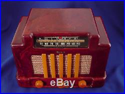 Fine Vintage Addison 5d Am/sw Red Catalin A5 Courthouse Tube Radio