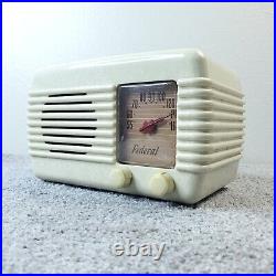 Federal Tube Radio Model 1040TB White AM Tabletop Vintage 1950s Tested Works