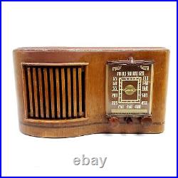 For Repair Vintage Tube Radio Sonora RCU-208 AM Tabletop Curvy Wood Cabinet 1945