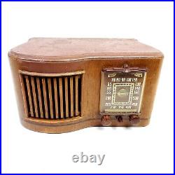 For Repair Vintage Tube Radio Sonora RCU-208 AM Tabletop Curvy Wood Cabinet 1945
