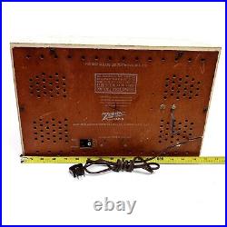 For Repair Vintage Zenith Tube Radio High Fidelity B835R AM/FM Oak Wood Tabletop