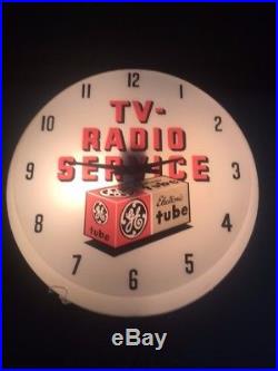 G. E. Tube Vintage Light Up Clock TV-Radio Service- Works