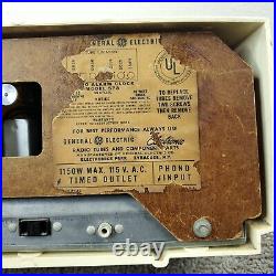 General Electric 573 Tube Radio Clock AM GE Vintage 1950's MCM White Working
