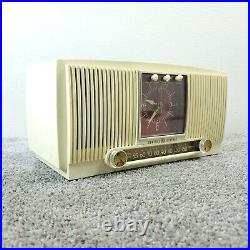 General Electric 573 Tube Radio Clock AM GE Vintage Mid Century MCM White Works