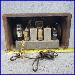 General Electric GD-60 Tube Radio Vintage Wood Pushbutton AM GE Not Working