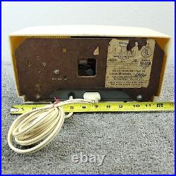 General Electric Model 573 Tube Radio Clock AM GE Vintage MCM White WORKS