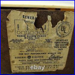 General Electric Model 573 Tube Radio Clock AM GE Vintage MCM White WORKS