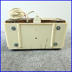 General Electric Model 573 Tube Radio Clock AM GE Vintage MCM White WORKS