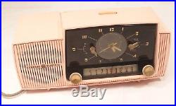 General Electric Radio C-416 Table Top Clock Pink Tube Vintage Retro 50s