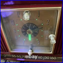 General Electric Tube Radio 548PH Vintage MCM Red Burgundy GE Works