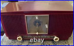 General Electric Tube Radio 548PH Vintage MCM Red Burgundy GE Works