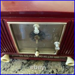 General Electric Tube Radio 548PH Vintage MCM Red Burgundy GE Works