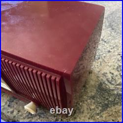 General Electric Tube Radio 548PH Vintage MCM Red Burgundy GE Works