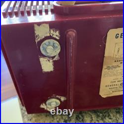 General Electric Tube Radio 548PH Vintage MCM Red Burgundy GE Works